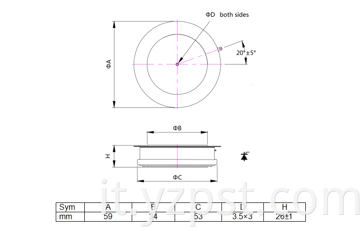 High current thyristor applications manufactures YZPST-N330CH26